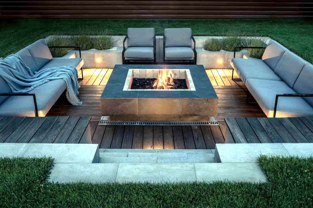 outdoor firepit build with guidelines